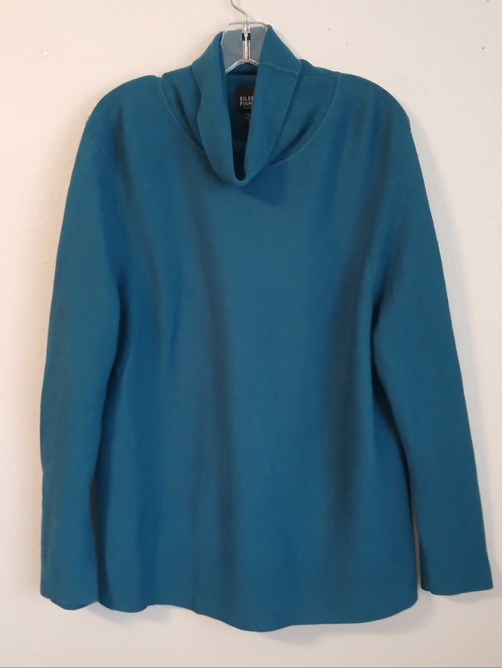 Eileen Fisher Teal Cowl Neck Sweater - Women's Size 1X Italian Yarn Merino Wool